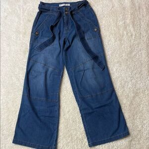 Est. 1946 Denim Wide Leg Utility Jeans with Tie Belt Womens Sz 6P